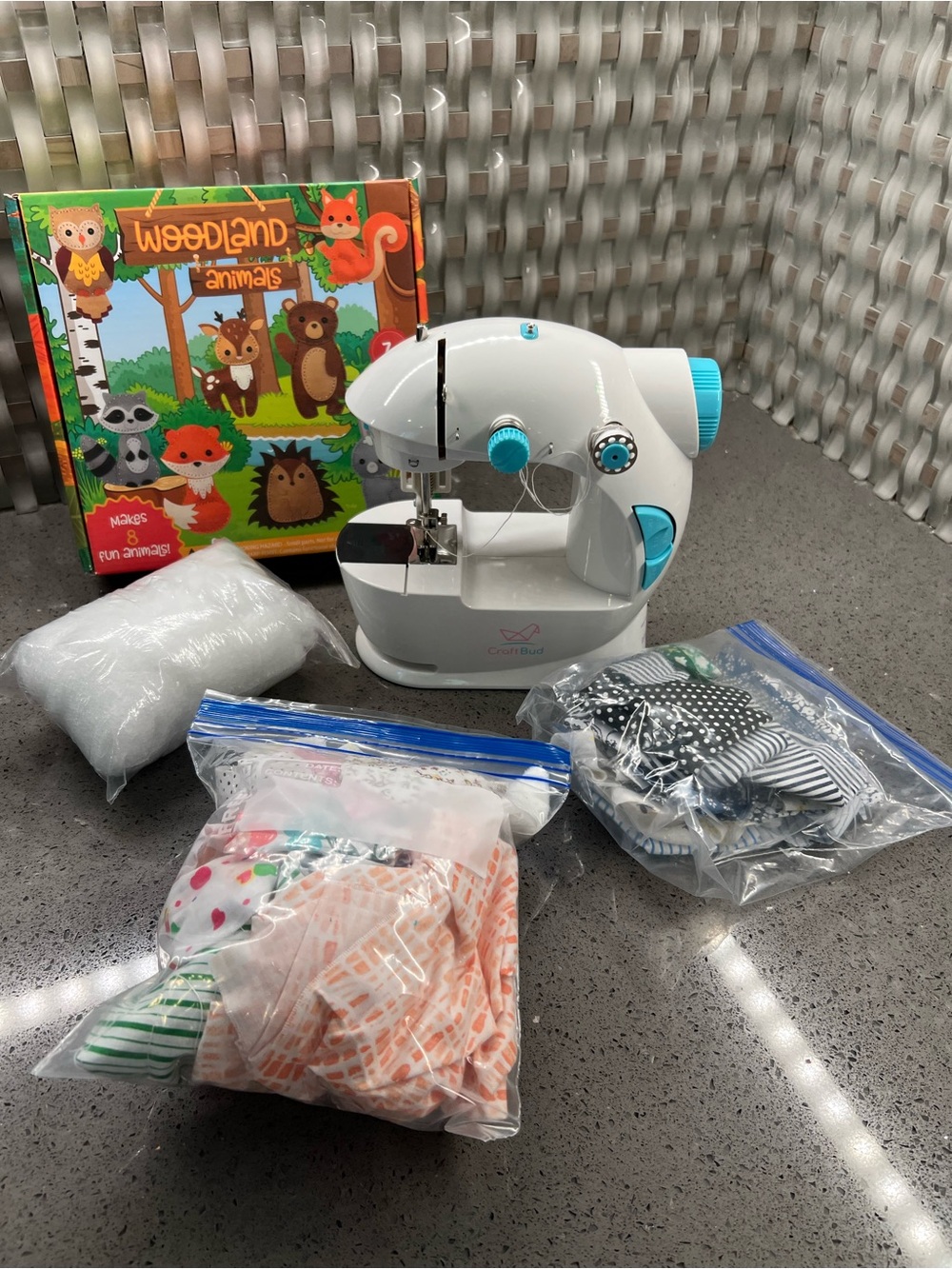 Carter's White & Blue Kids Sewing Machine with Woodland Animals Kit